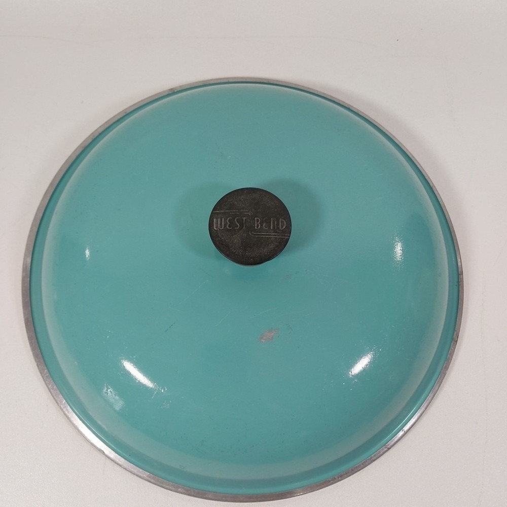 Vtg‎ Club West Bend Aluminum Turquoise Teal Pot Lid Only 11" Across Replacement